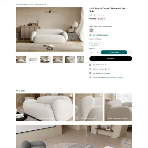 Dori Boucle curved 3_seater couch sofa_Acanva
