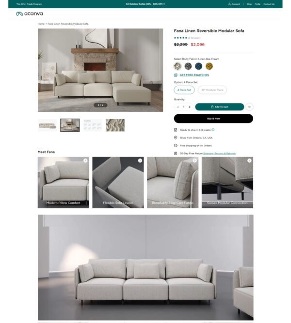 Fana linen modular sofa_Acanva Fana linen modular sofa_Acanva