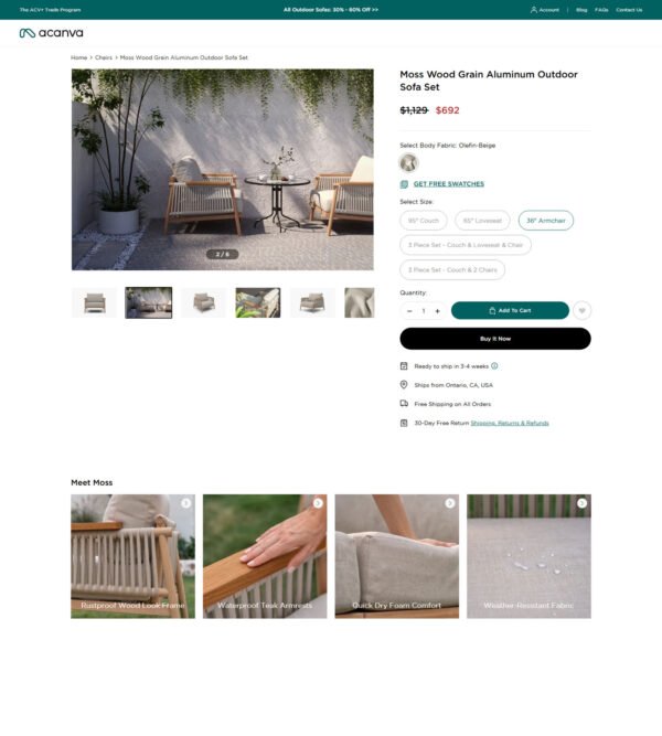Moss wood grain outdoor sofa set_Acanva