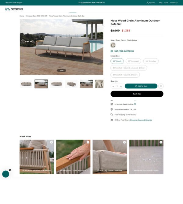 Moss wood grain outdoor sofa_Acanva