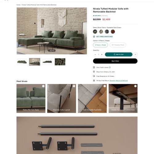 Nivala tufted modular sofa with removable backrest_Acanva Nivala tufted modular sofa with removable backrest_Acanva