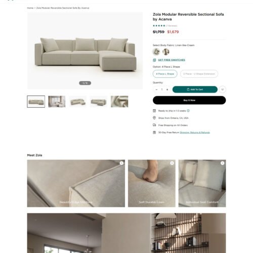 Zola modular reversible sectional sofa_Acanva