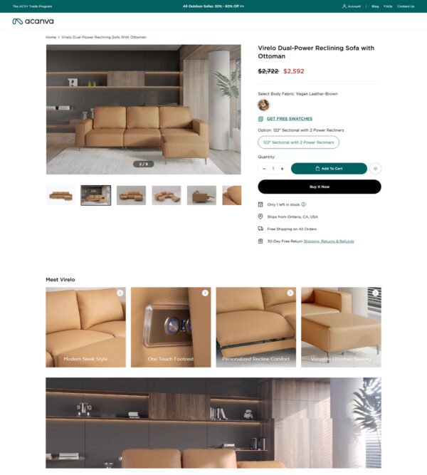 dual power reclining sofa_Acanva